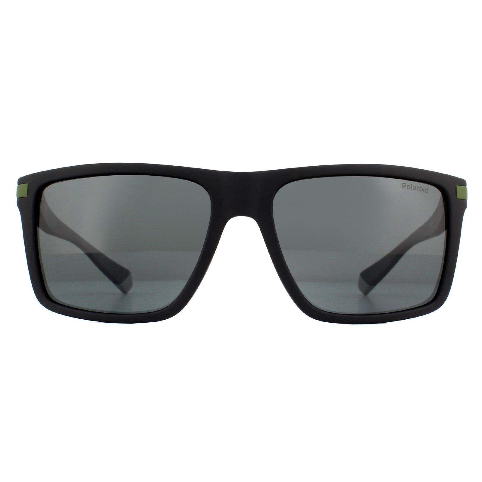 Polaroid Rectangle Mens Schwarz Grün Grau Polarisierte Sonnenbrille