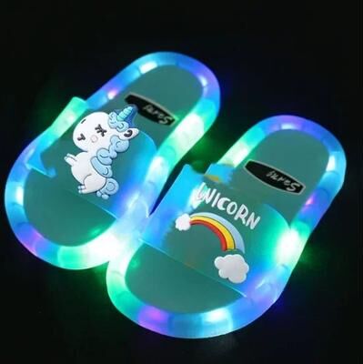 Inspired Living GlowStep Kids Light Up Unicorn & Animal Slippers blue 32 33(insole 18.5cm)