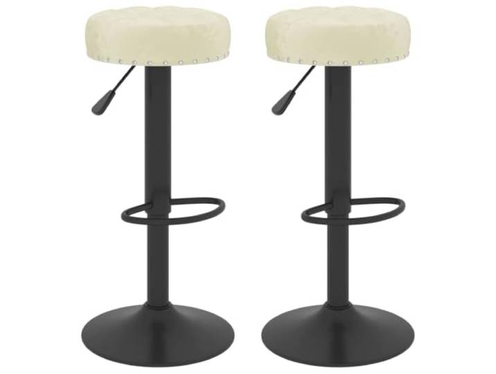 Barhocker, Samt, cremefarben, 2-teilig, mit Fußstütze und Gashebefunktion Pulverbeschichteter Stahlsockel, 110 kg pro Sitz, für den Innenbereich, Vermeidung von Wärmequellen, elegantes Design