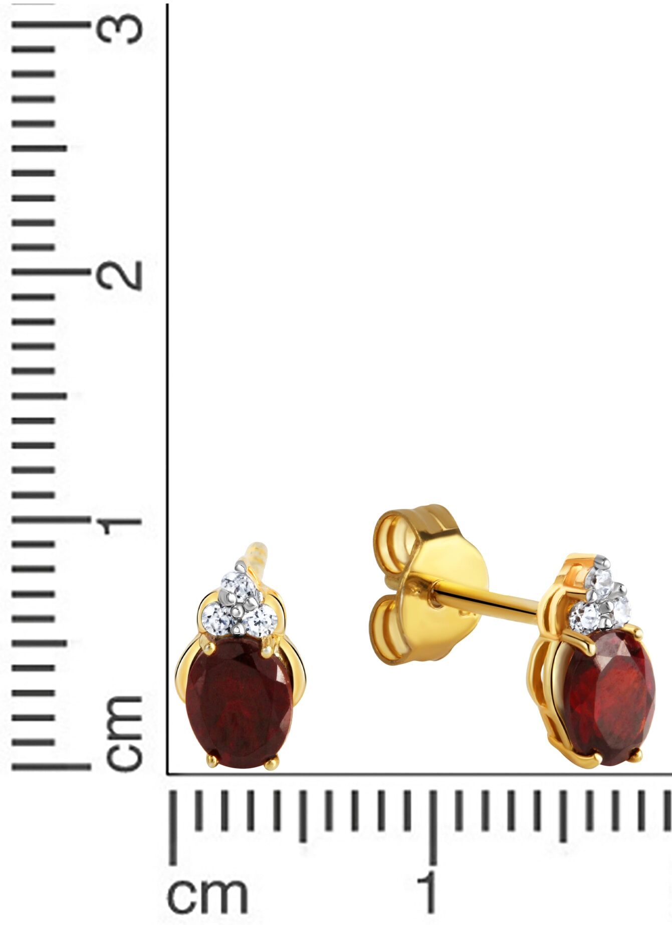 Paar Ohrstecker FIRETTI "Schmuck Geschenk Silber 925 Ohrschmuck Edelstein Granat", rot (gelbgoldfarben, silberfarben, rot, kristallweiß, rot, kristallweiß), Ohrringe, Damen, Silber 925 (Sterlingsilber), Paar Ohrstecker, mit Granat, Zirkonia (synth.)