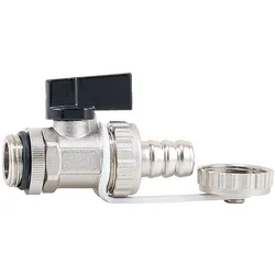 Barberi Ablasskugelhahn - mit Schlauchanschluss und Verschluss G 1/2'' AG-G 3/4'' AG