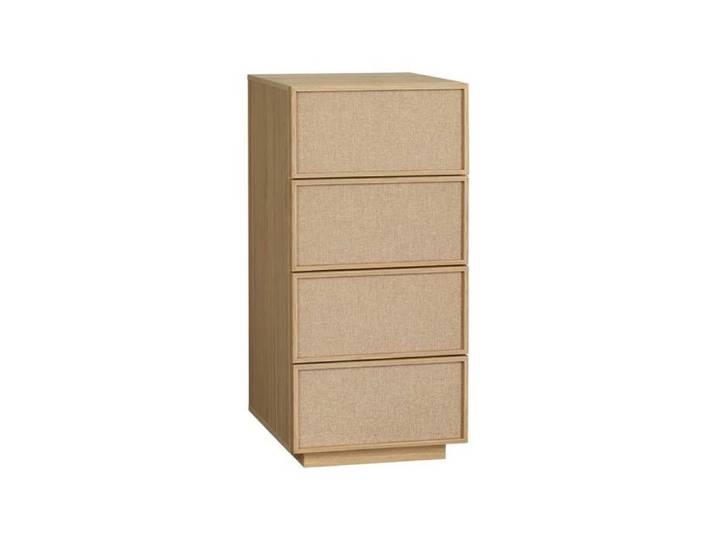 Chiffonnier décor bois et tissu 4 tiroirs naturel - Kuba