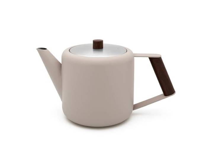 Bredemeijer doppelwandige Retro Teekanne 1.1 Liter beige - isolierende Kanne aus Edelstahl - für längeren Teegenuss