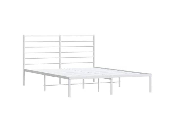 KTHLBRH Bettgestell mit Kopfteil Metall weiß 120 x 190 cm Pulverbeschichteter Stahl, inklusive Lattenrost, 26 cm Unterbett, für Gäste