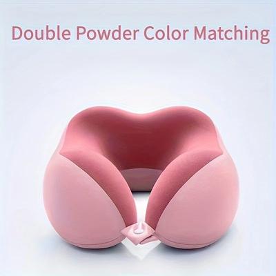 Inspired Living Travel Ready U Shaped Neck Pillow Ergonomic Comfort For Travel & Office Naps pink