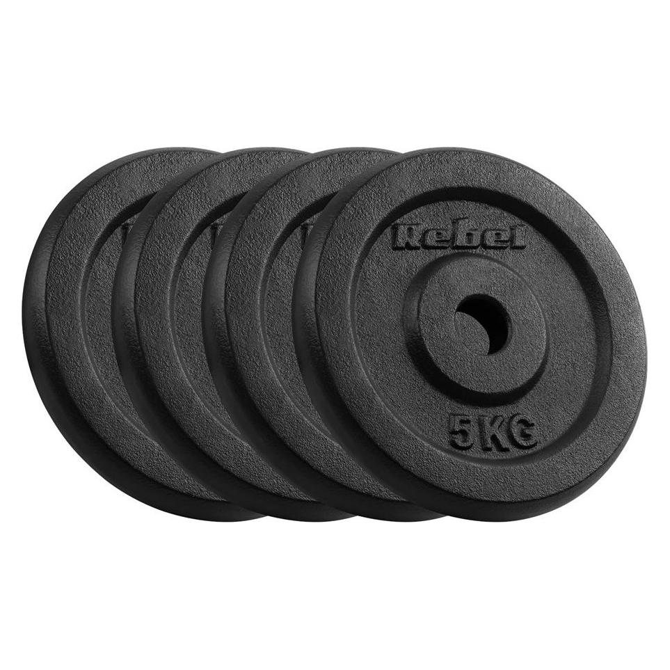 Rebel Grauguss Gewichtssatz 4x5kg Bohrung 31mm klassische Scheibe ACTIVE (4 x 5 kg) (RBA-2128)