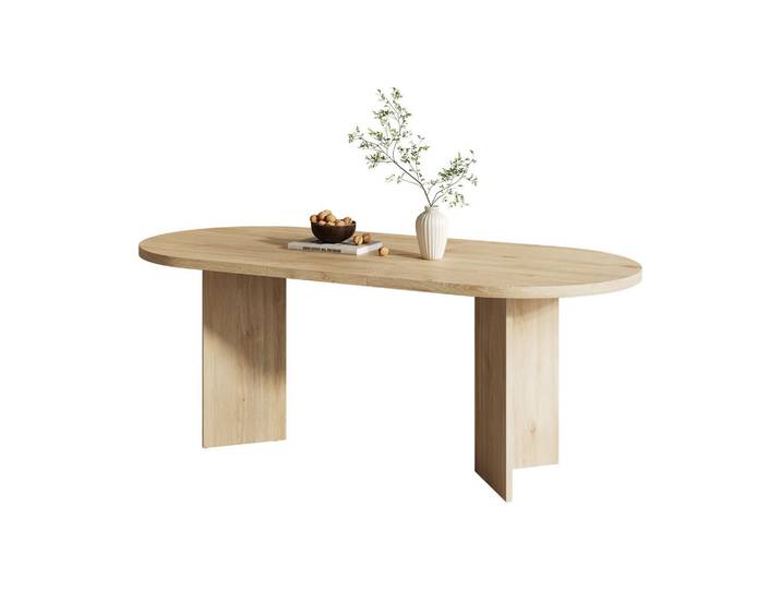 Flieks Esstisch 160x80cm Eiche Abgerundete Ecken Dicke Platte, Eichefarben, 160x75x80 cm, Esszimmer, Esstische