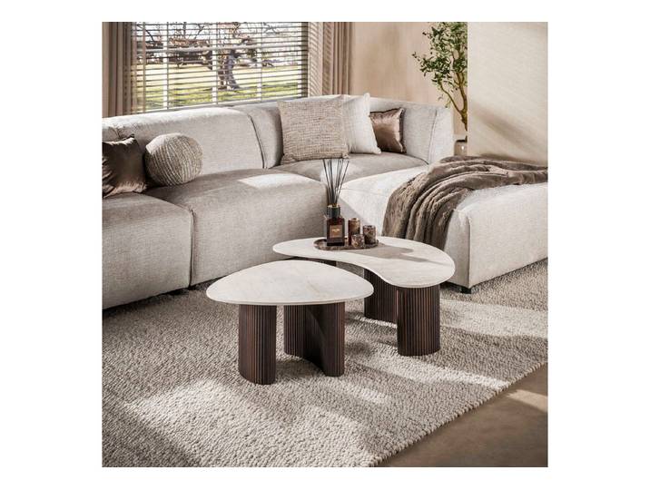 Sitheim® Couchtisch Couchtischset mit Keramikplatte 2er Set (2er Set), Tischplatte aus 3D-Keramik
