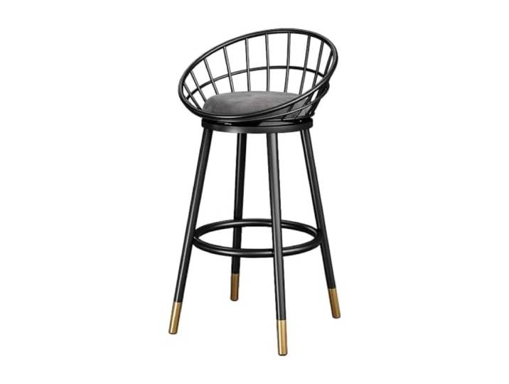 Guyifuny Barhocker Samt, 65/75cm, Drehbar Sitz 36cm, Rückenlehne Metall, Fußstütze, Metallbeine, Küche(Grey,25.6in)