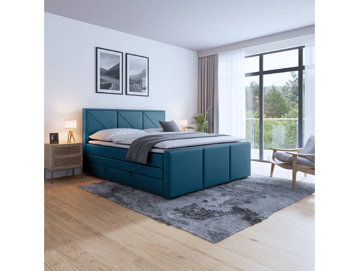 Boxspringbett 140 x 200cm Samt Krysia Blau H2