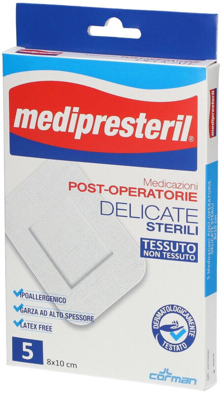 CORMAN SpA Medipresteril Medicazione Post Operatoria Delicata Sterile 8X10cm - Confezione da 5