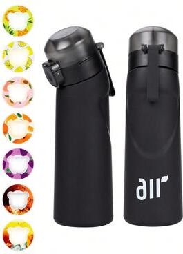 Quick Pick Pro Flavor Water Bottle With Scent Pods Leakproof Air Water Bottle With Straw For Sports & Travel black
