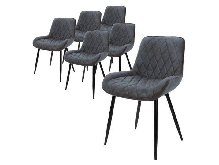 ESSZIMMERSTUHL Anthrazit PU-Leder 6er Set