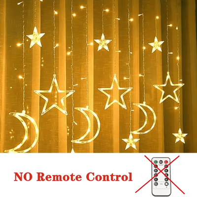 Inspire Curations Moon And Star Christmas Curtain Lights warm White 2