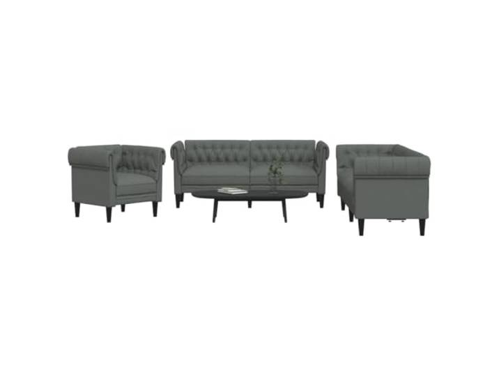 HEFZGDB 3-TLG. Sofagarnitur Dunkelgrau Stoff, strapazierfähiger Bezug mit atmungsaktiver Qualität, Bequeme Polsterung für optimalen Sitzkomfort, modernes Design für Wohnzimmer,