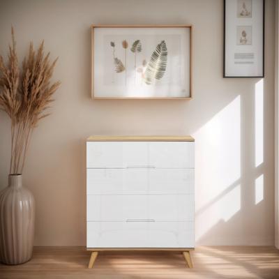 Schubkastenkommode OTTO HOME "Lund Schlafzimmerschrank Wäscheschrank mit hochglänzenden Fronten", weiß, B:76cm H:94,5cm T:39,5cm, Sideboards, Schlafzimmerkommode Bestseller im skandinavischem Design