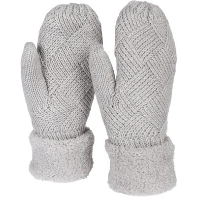 Fäustlinge STYLEBREAKER "Strickhandschuhe Fäustlinge mit Rauten Muster und Fleece", Damen, grau (hellgrau), Obermaterial: 100% Polyacryl PAN., Modisch, Handschuhe Fäustlinge