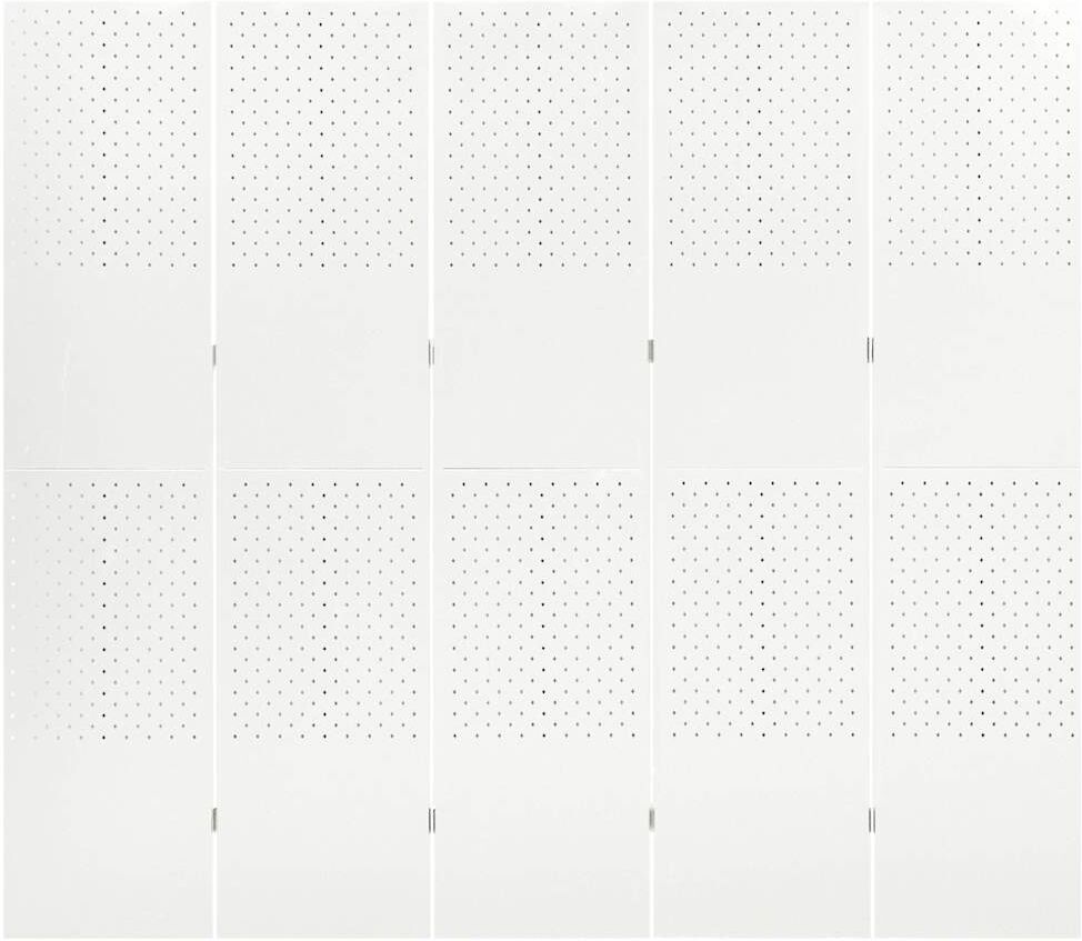 vidaXL Cloison de séparation 5 panneaux Blanc 200x180 cm Acier