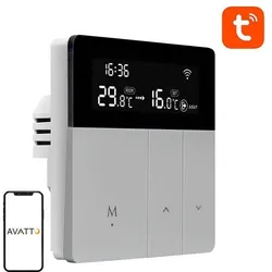 Avatto Smart Boiler Heating Termostat WT50 3A Wi-Fi Tuya, Thermostat, Grau