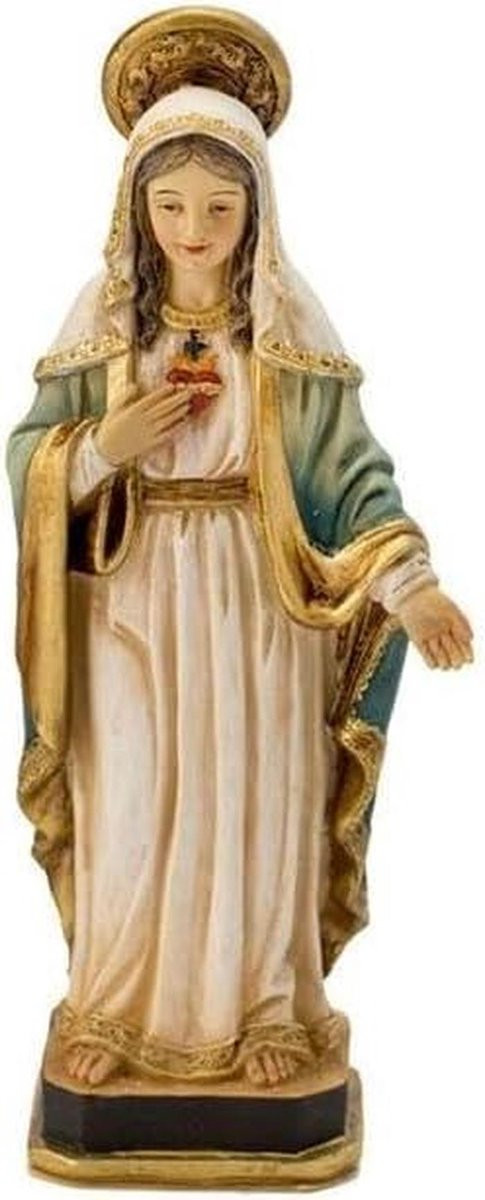 Heilig Hart Maria Religieus Beeld - Handbeschilderd Kunsthars - Meerkleurig - Hoogte: 13 cm