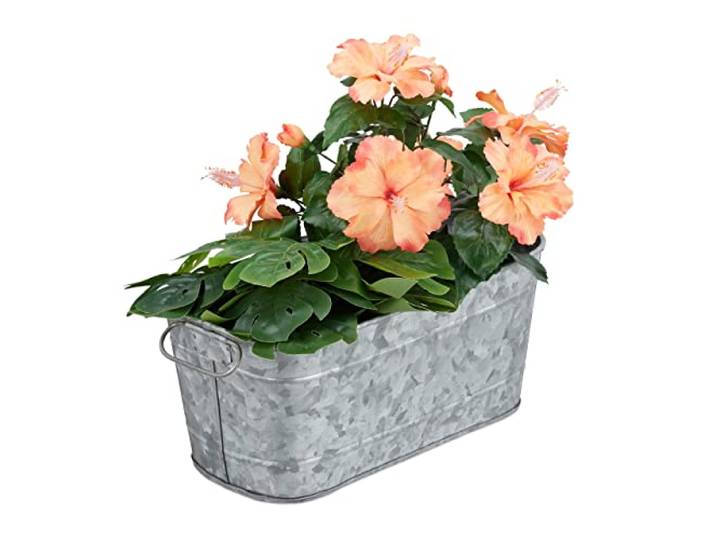 Relaxdays Caisses de Fleurs\, Jardin\, Balcon et intérieur; à garnir de Plantes\, Vintage\,métal\,HlP 16x38x19cm\, Zinc