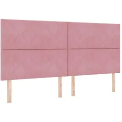 vidaXL, Boxspringbett, Boxspringbett Mit Matratze & Led Samt Rosa (200 x 200 cm)