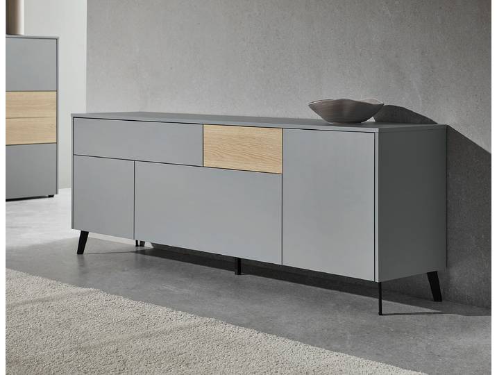 Meuble TV Panneau aggloméré, enduit Gris 184 x 57 x 41cm