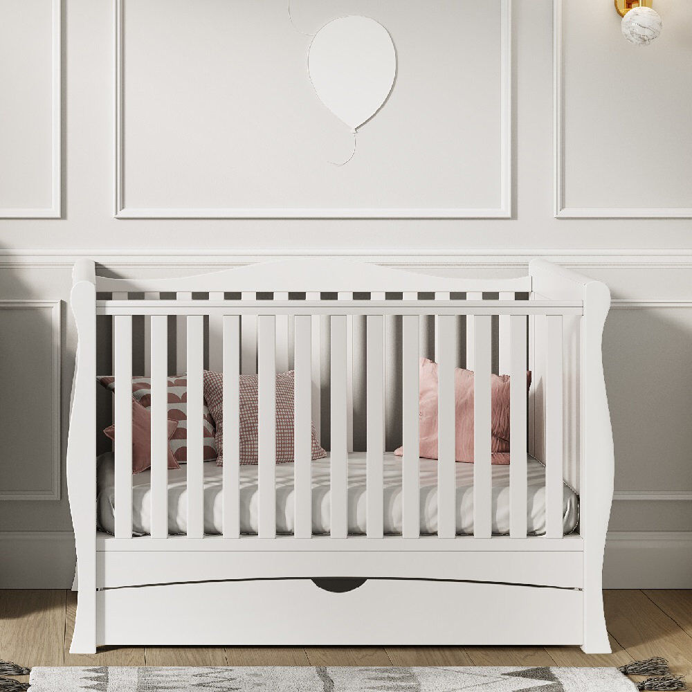 VICULII Gilbert White Cot Bed with Mattress 140x70x10cm White Standard