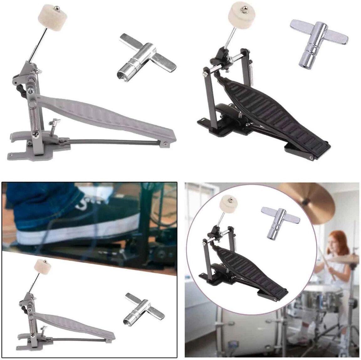 INF Metall-Bassdrum-Schlägel - Professioneller Kick-Drum-Pedal-Schlägel, stabile reaktionsschnelle Anschläge für Drumkit und Schwarz