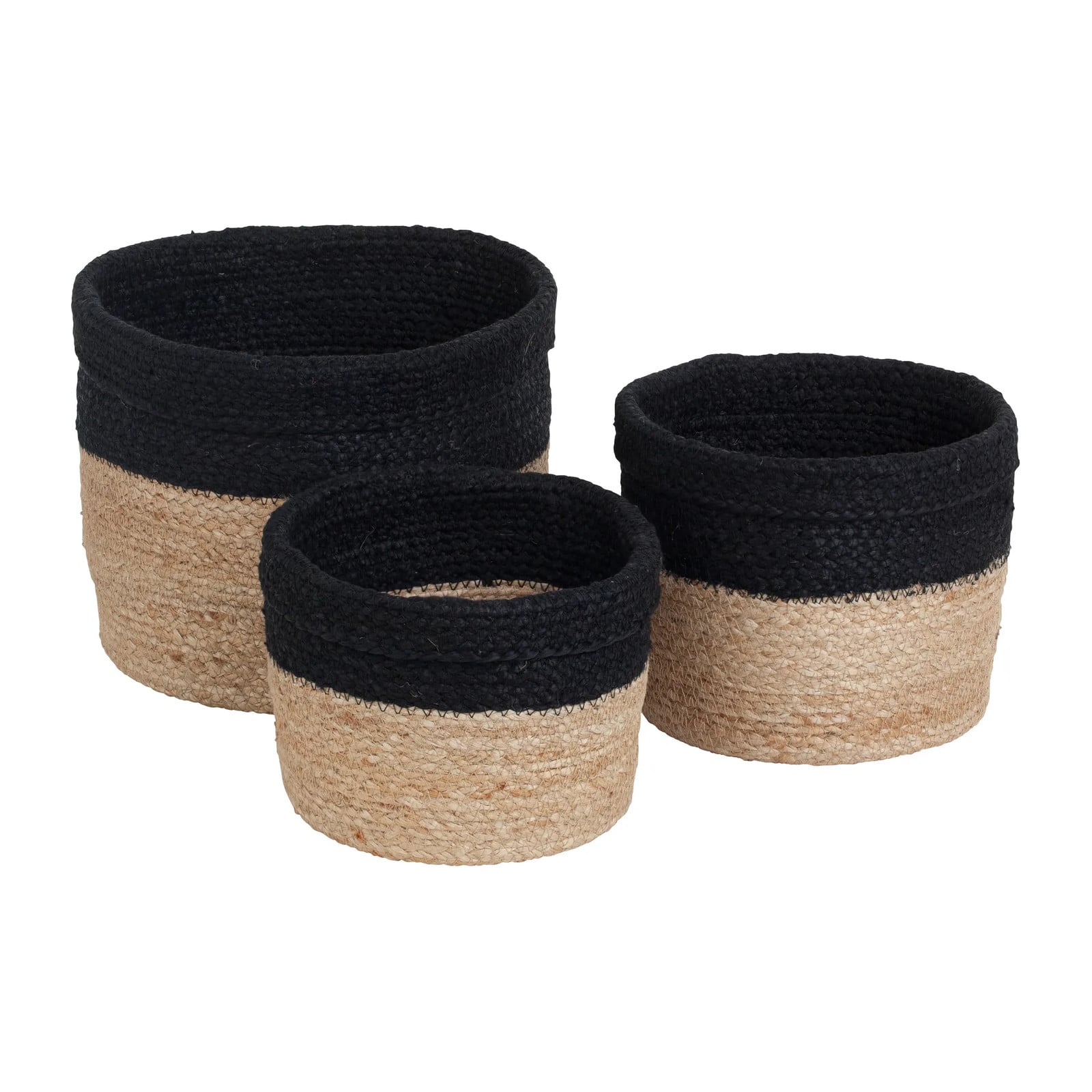 Dixie Elin opbergmand 3-pack Natuur-zwart