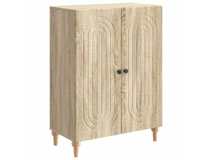 KPOTUERTU Sideboard Sonoma-Eiche 66 x 34,5 x 90 cm Holzwerkstoff Modernes Design, gestreiftes Muster, 90°-Pendeltüren, Regale, Holzwerkstoff, Wohn- und Esszimmer