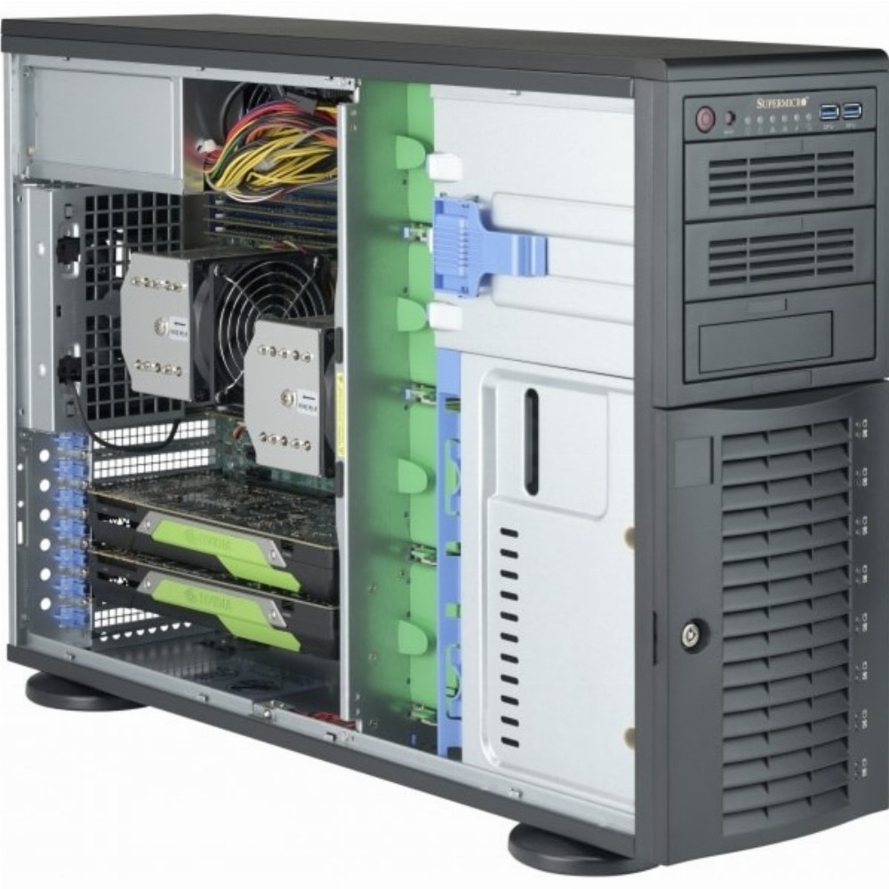 Supermicro CSE-743AC-1K26B-SQ, Full Tower, Server, Schwarz, ATX, EATX, micro ATX, 4U, Ventilatorausfall, HDD, Netzwerk, Leistung