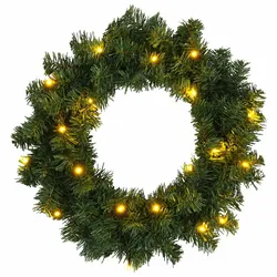 vidaXL Weihnachtskranz Grün Ø 30 cm PVC 25 LEDs 42056962