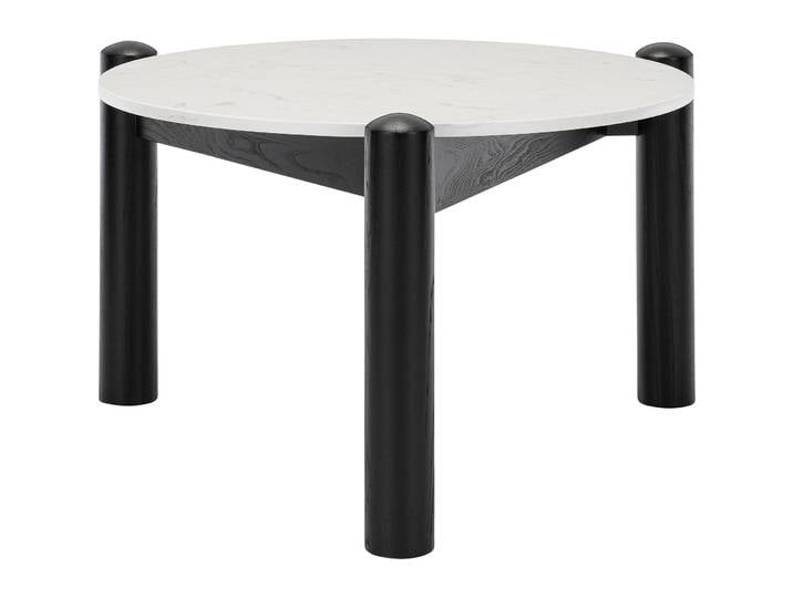 Salontisch Lima weiss, schwarz Schiefer, Esche B 69 T 69 cm - Salontisch