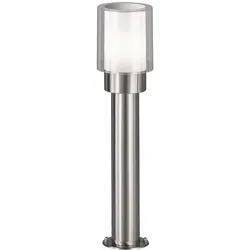 Gartenlampen Aussen silber Aussenlampe Stehleuchte Wegeleuchten Außen Modern, Edelstahl Metall weiß klar, IP54, 1x E27, DxH 12x50 cm