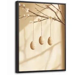 LEINWAND Bilder mit Rahmen - Beige - Osterkuchen - Eier - 30x40