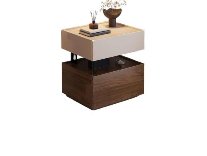 Massivholz-Nachttisch, Verschiedene Größen, Stauraum, Schlafzimmer Nachttisch aus Holz, komplett montiert, schwarze Eiche, Walnuss, Schlafzimmer(White)