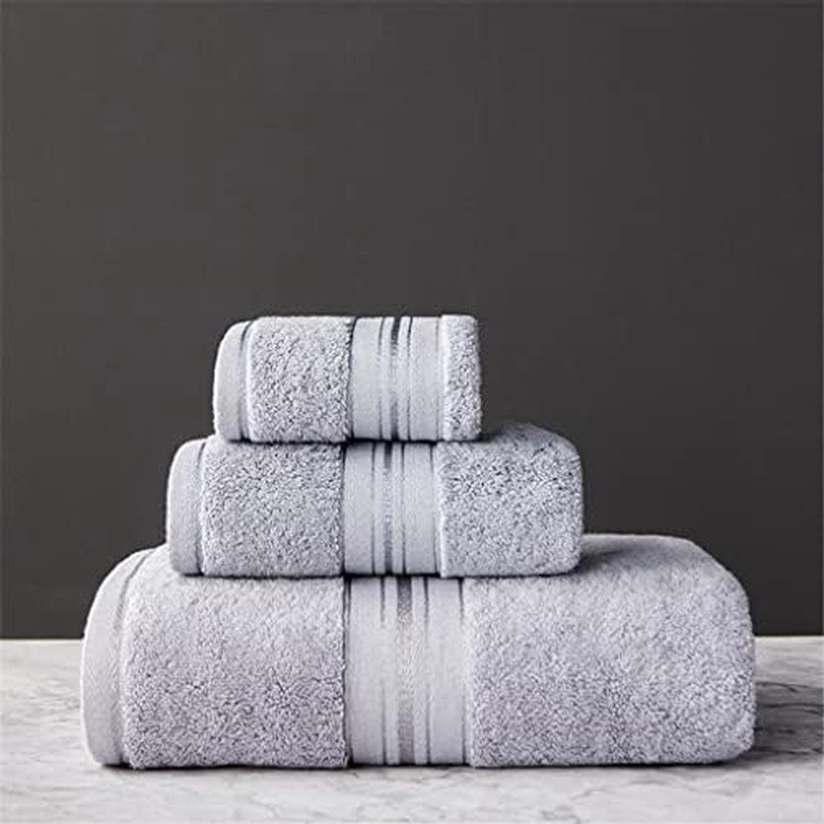 Set van 3 superabsorberende katoenen badhanddoeken - Lichtgrijs
