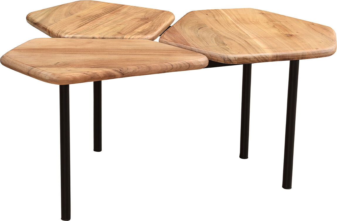 Miliboo Couchtisch mit 3 Platten aus Akazie und Metall SUZANE