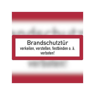 Feuerwehrschild, Brandschutztür verkeilen, verstellen, festbinden o.ä. verboten! - DIN 4066 - 297x105 mm Folie selbstklebend, nachleuchtend