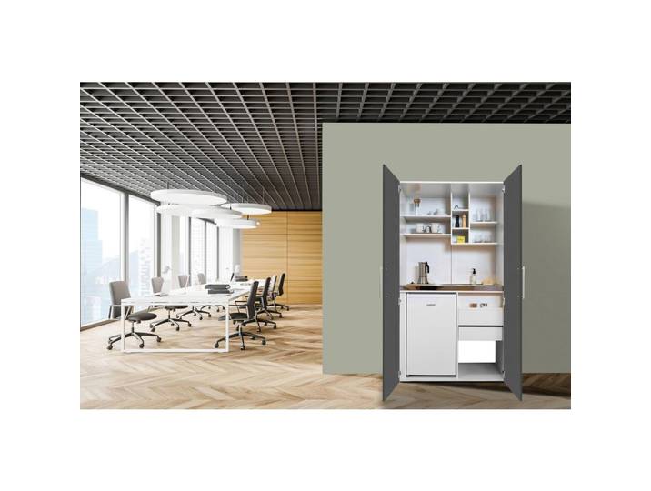 Schrankküche m. Kühlschrank + Kochfeld 104 cm modern
