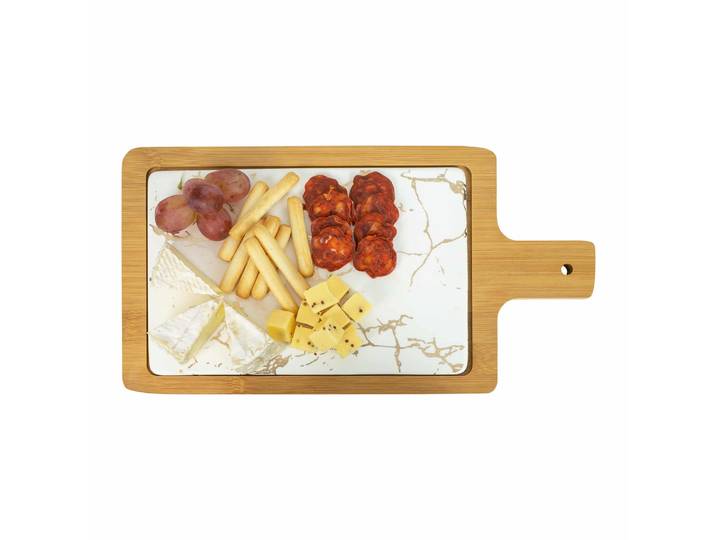 Krumble Borrelplank - 17,5 x 33 x 1,5 cm - Hout - Bruin met wit