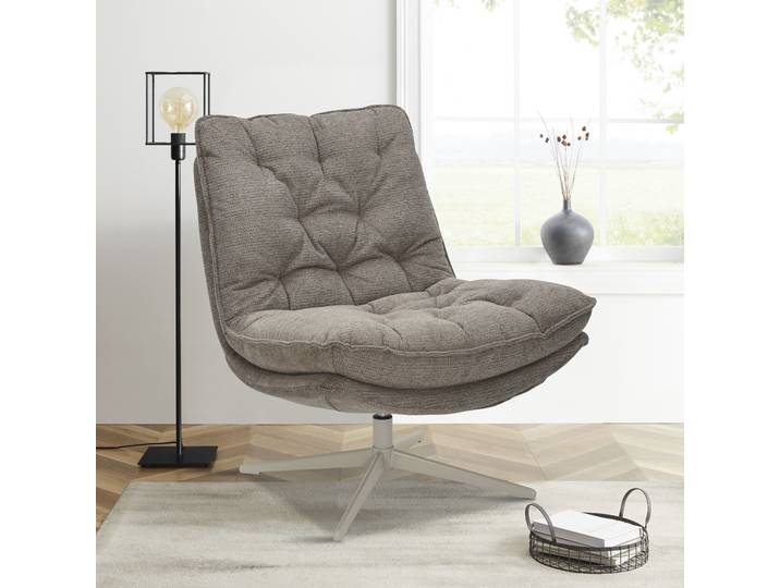 Sessel OTTO HOME LENII, Loungesessel im soften Webstoff , braun (taupe), B:75cm H:87cm T:86cm, Sessel, Sessel, 360 Grad drehbar, Relax- und TV-Sessel