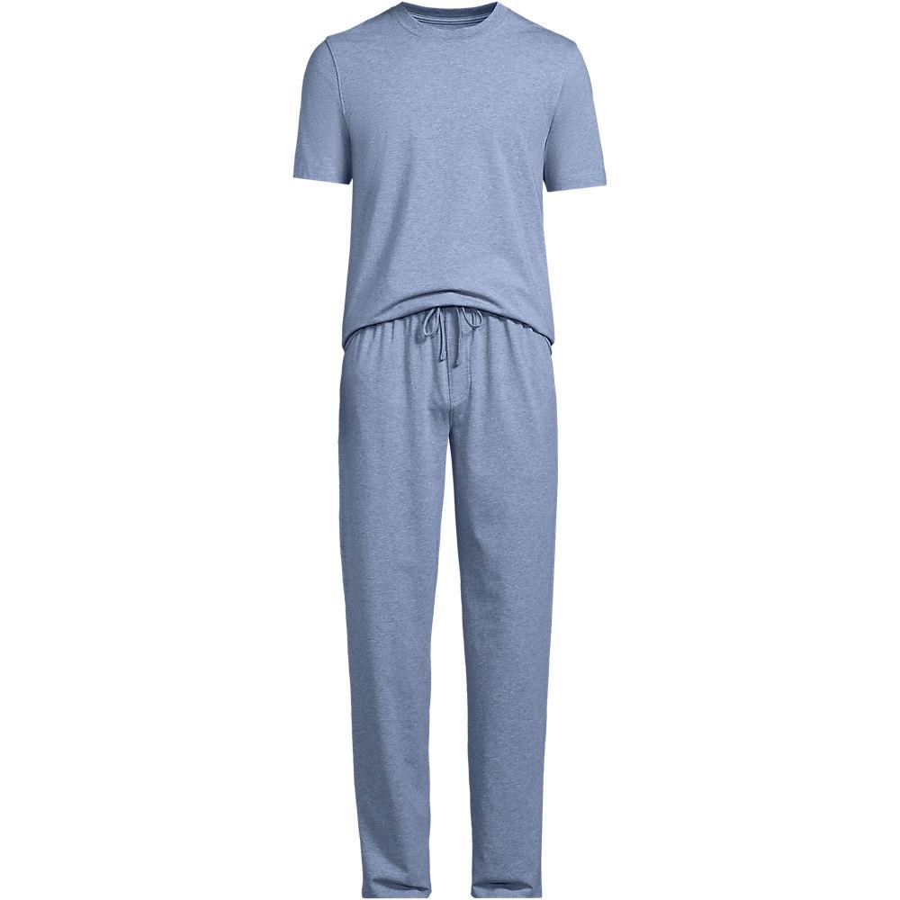 Jersey-Pyjamaset, Herren, size: regular, Blau, Elasthan/Baumwoll-Mischung, by Lands' End