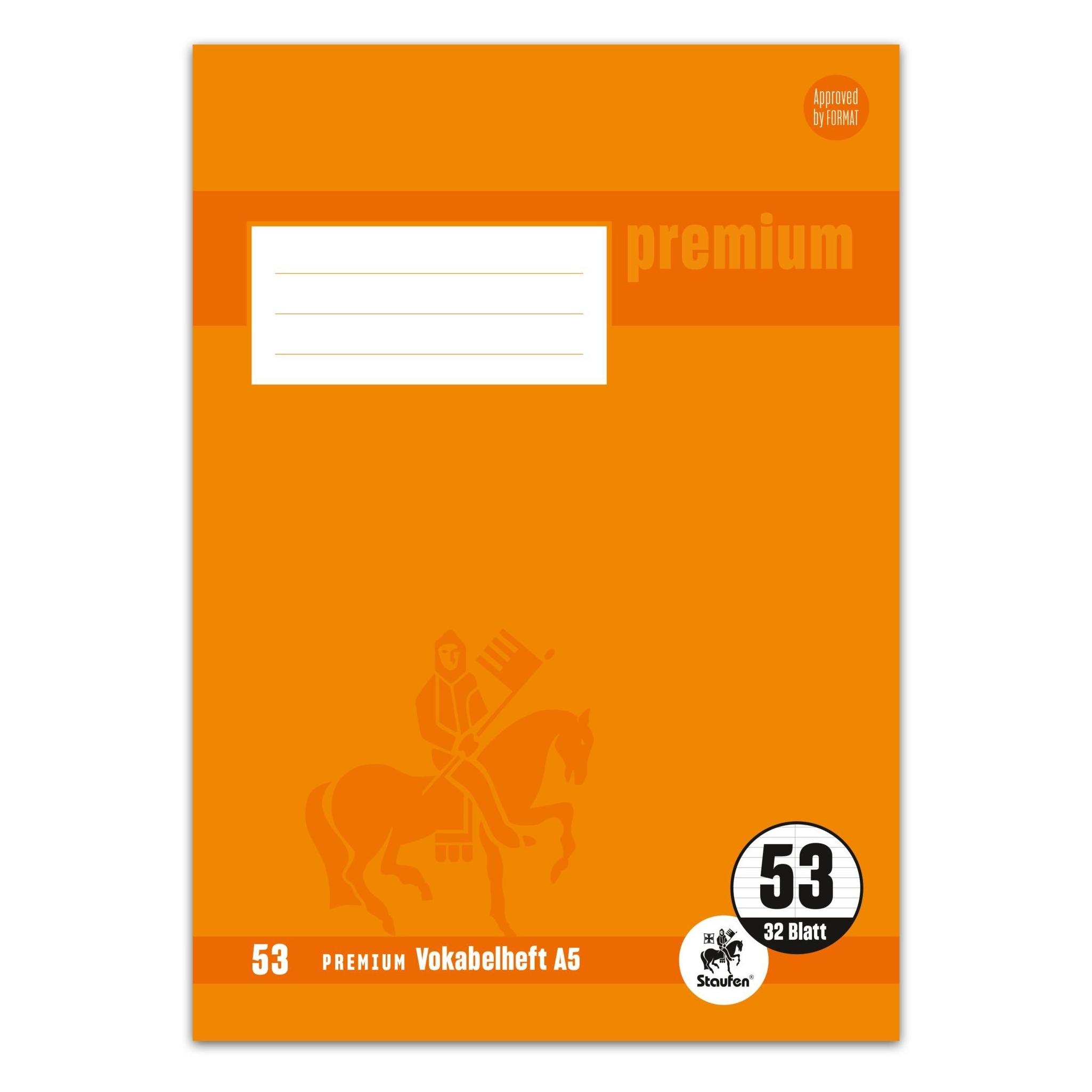 Staufen Vokabelheft Premium Lineatur 53 liniert DIN A5 ohne Rand, 32 Blatt (A5) (734010253)