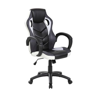 Dmora Gaming-Stühl Caloundra, Gaming-Sessel für Erwachsene, Schreibtischstuhl, 66x61h104/114 cm, Schwarz und Weiß
