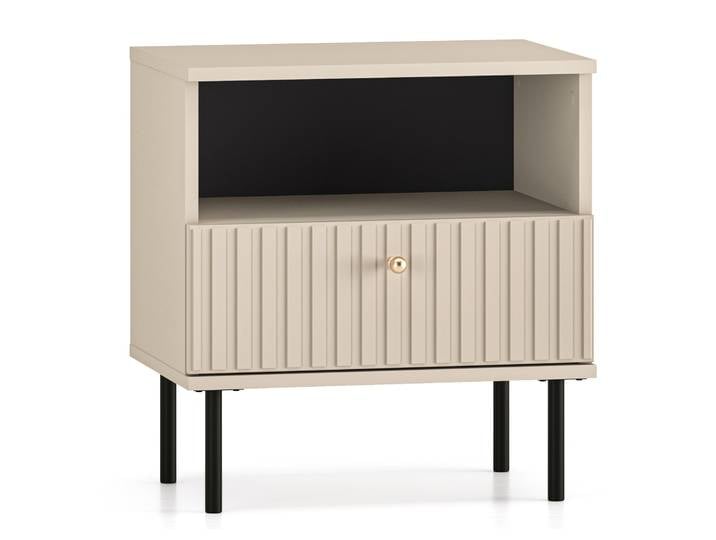 Nachttisch Caletto mit Schublade 50 cm dekorative Lamellen beige