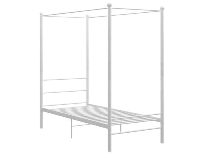 vidaXL Himmelbett Metallbett Bett Einzelbett Bettrahmen Bettgestell Lattenrost Schlafzimmermöbel Schlafzimmerbett Weiß Metall 100x200cm
