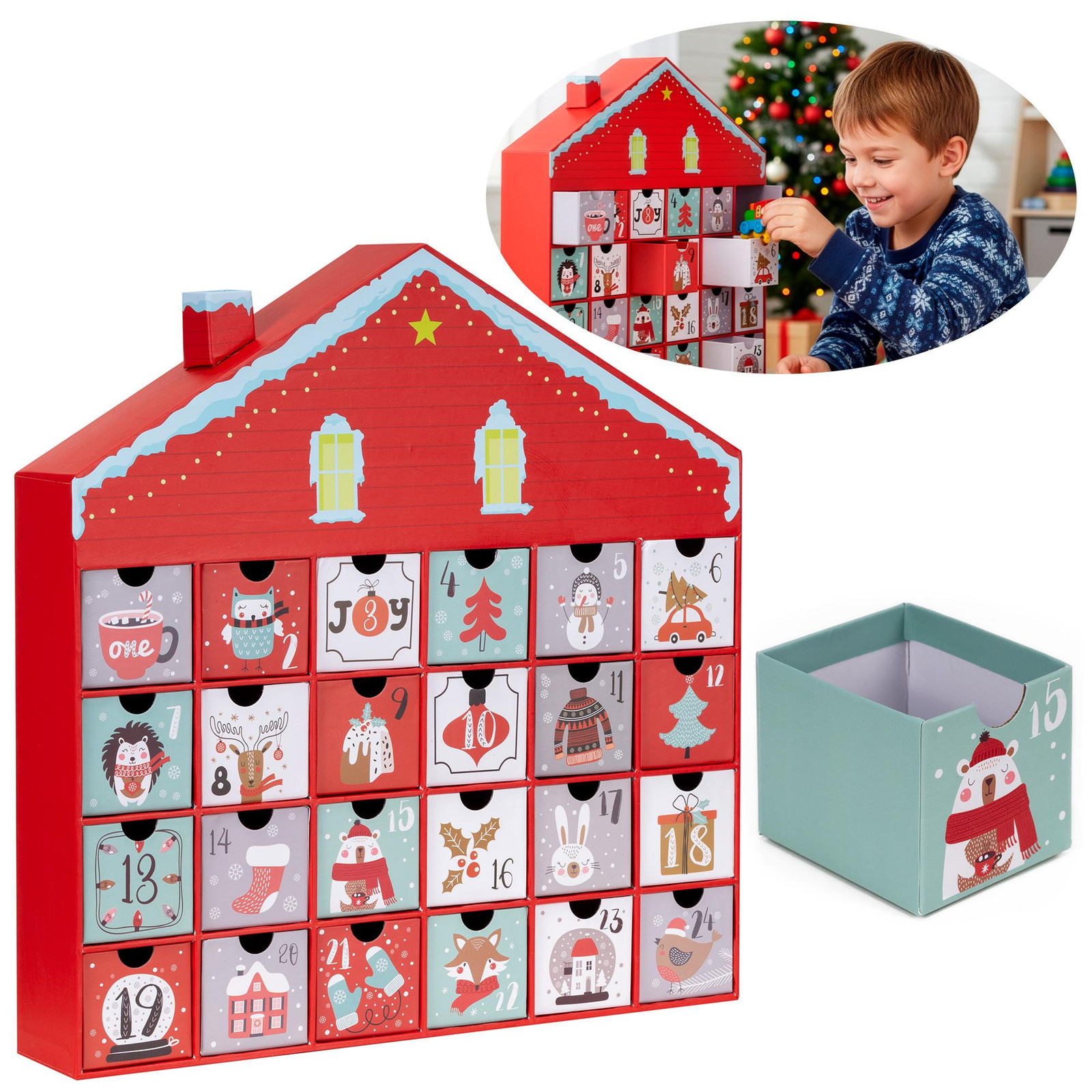 Springos Adventskalender voor volwassenen met 24 delen in de vorm van een huis