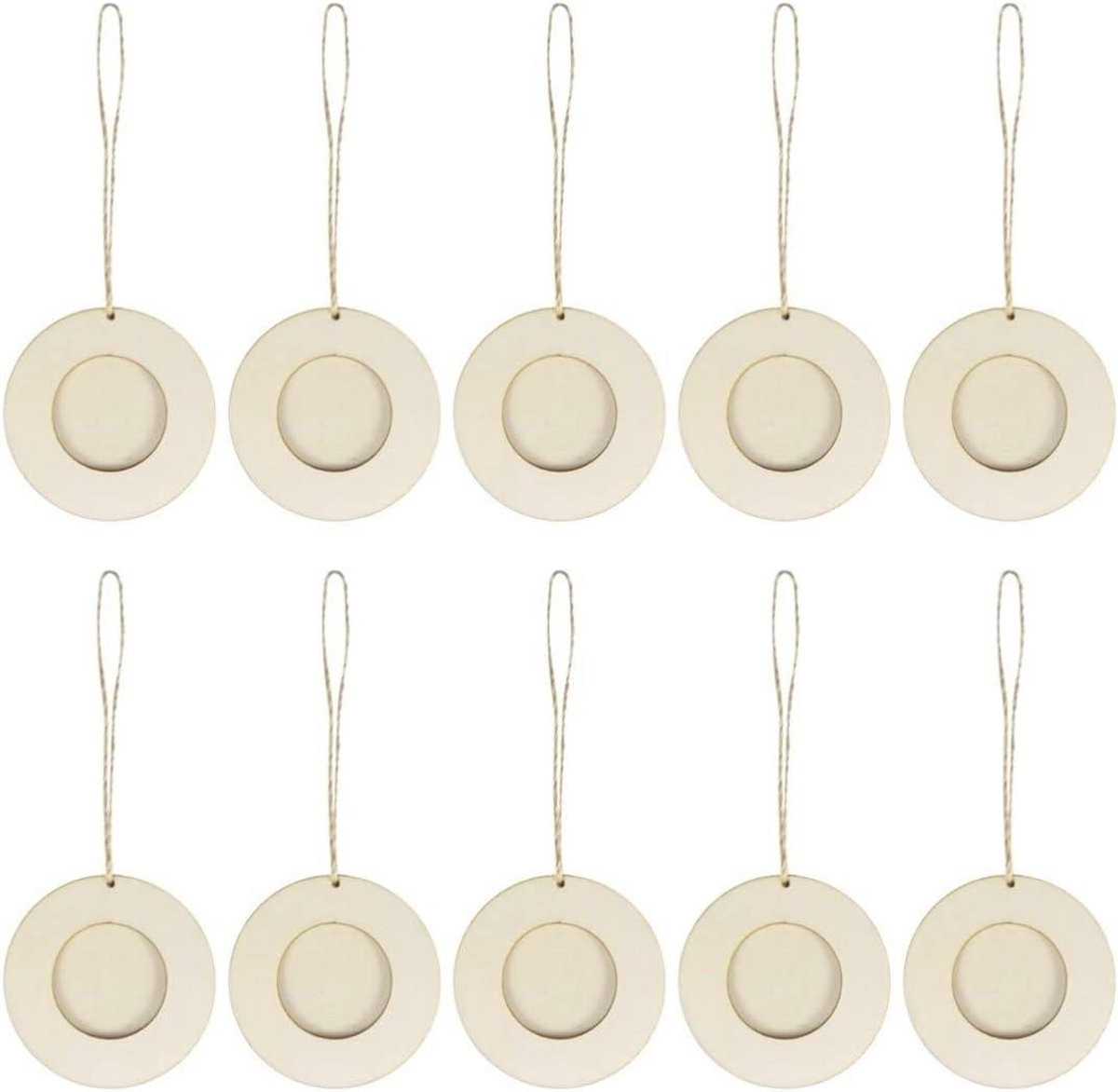 Set van 10 natuurlijke houten fotolijstjes voor decoratie
